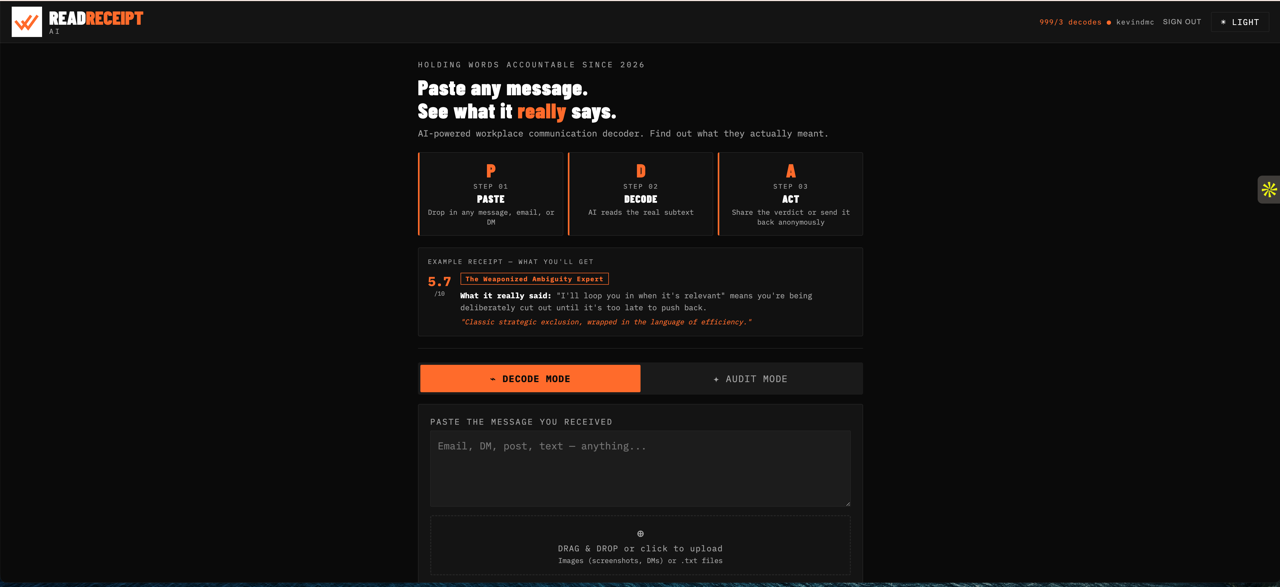ReadReceipt website